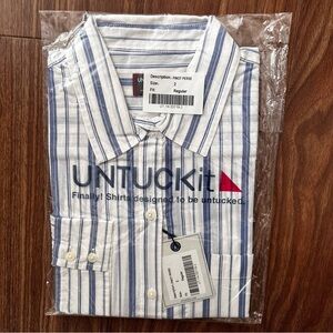 UNTUCKit Pinot Perse Women’s Long Sleeve Button Shirt Sz 2 Blue White Stripe